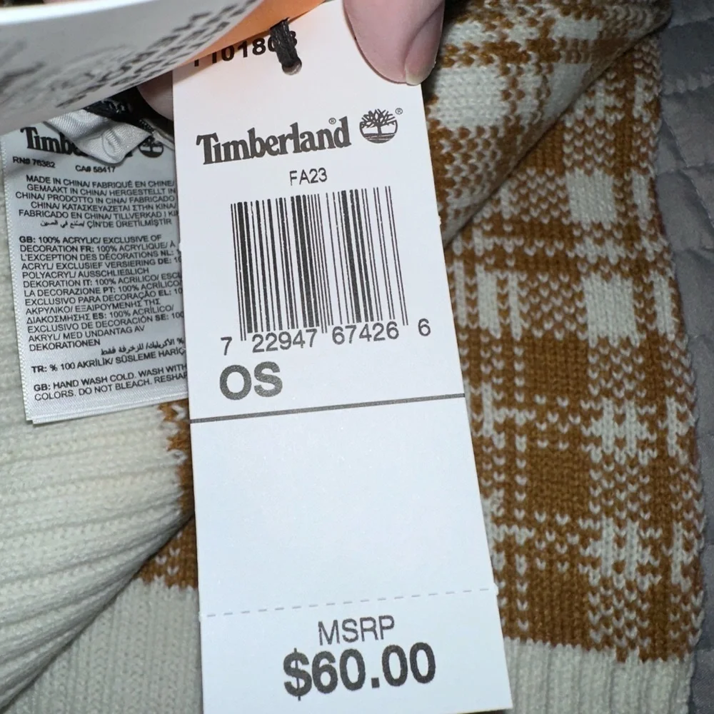 Timberland Tan and White Plaid Scarf - Picture 7 of 7